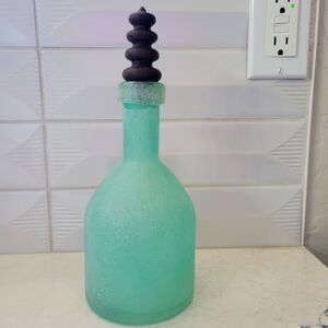 Sanded Glass Bottle with Turned Stopper